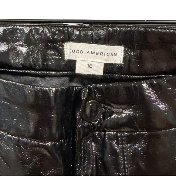 Good American Good Classic Textured Vinyl Faux Patent Leather Pants '90s 16 - Picture 3 of 5